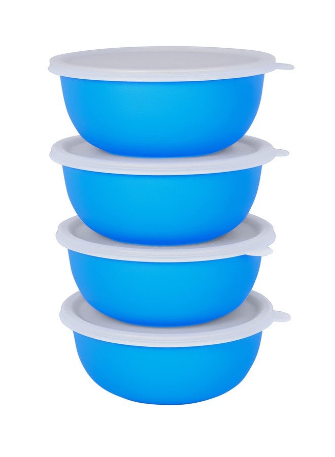 Zaib Microwave Safe Stainless Steel Euro Bowl with lid for Food Storage, Snack Serving, Snack Storage, Pack of 4 Capacity 500 ML Each (Blue Color - 500 ML 4 Pcs) - Image 2